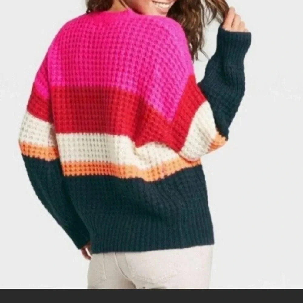 Universal Thread Waffle Knit Color Block Sweater.… - image 3